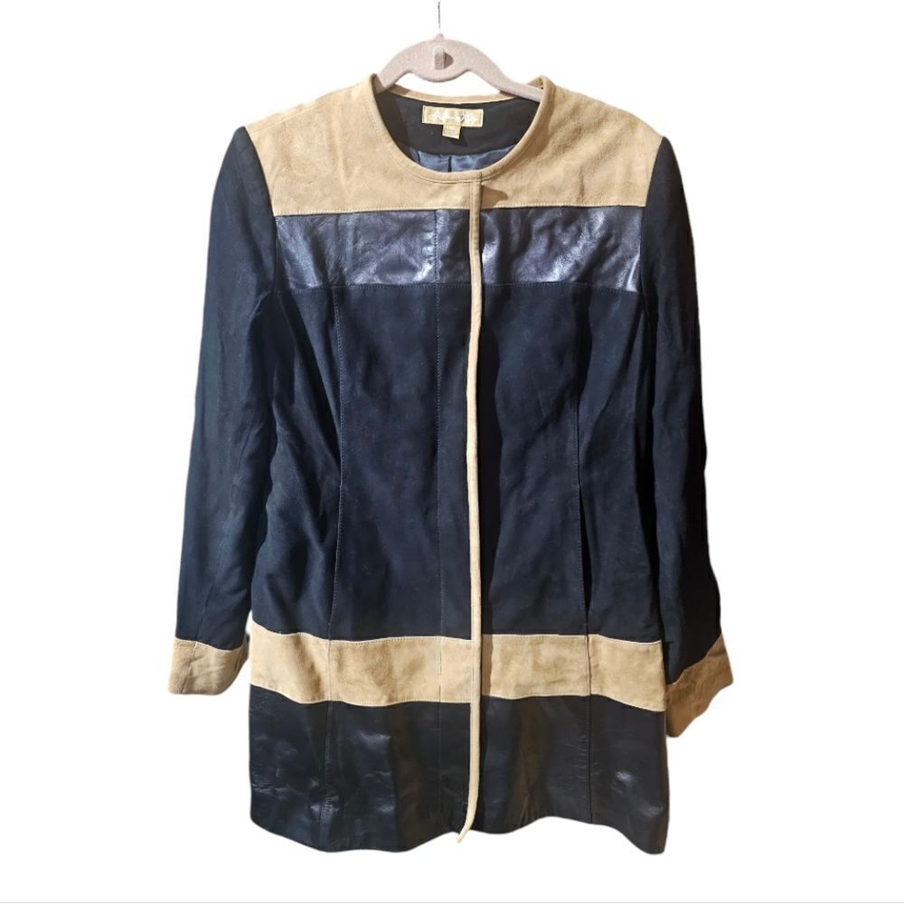 KATHERINE KELLY Leather & Suede Black Chestnut Jacket/Coat - Size M‎